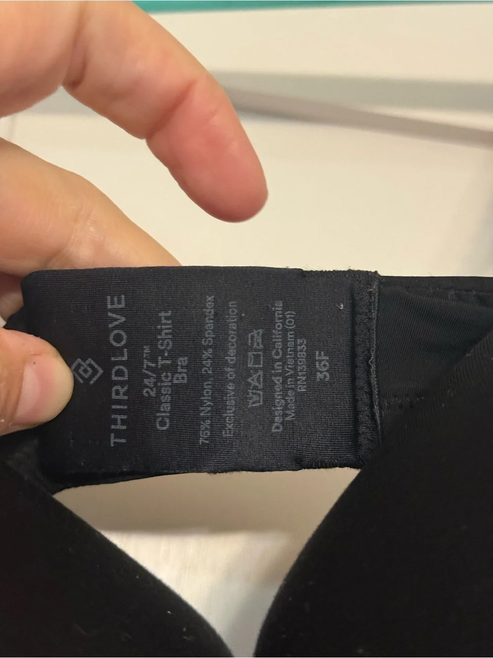 ThirdLove Womens Size 36F 24/7 Classic T-Shirt Bra Full Coverage Black Underwire